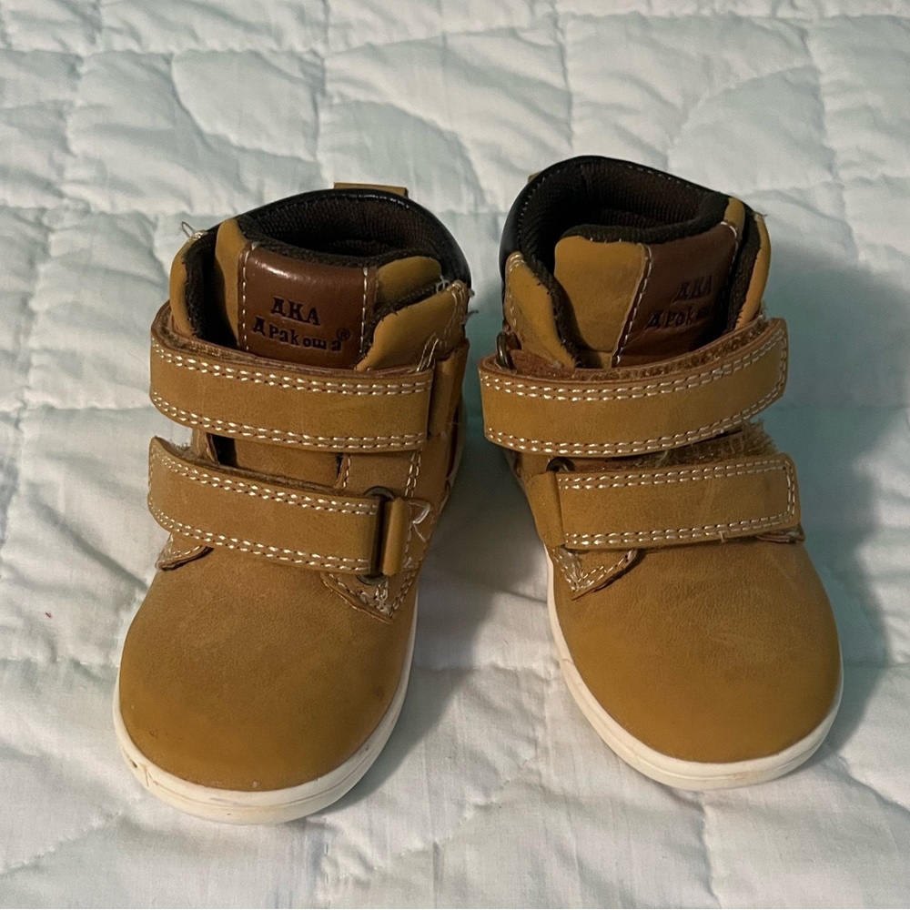 Tan Suede Baby Boots with Velcro Straps